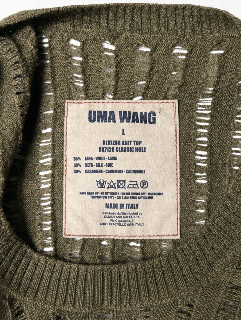 UMA WANG | Cashmere Silk Open Knit Sleeveless Top Vest in Size Large - Picture 8 of 8